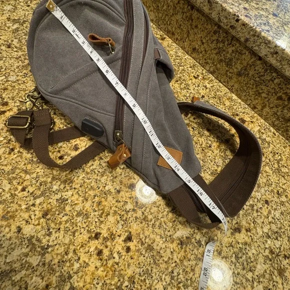 LoveVook Men's Sling Gray Canvas Convertible Backpack Unisex Daypack